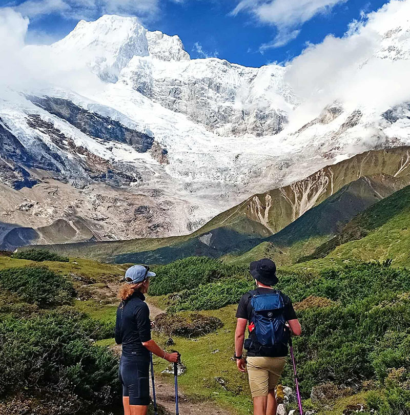 view of himalayas during manaslu trek