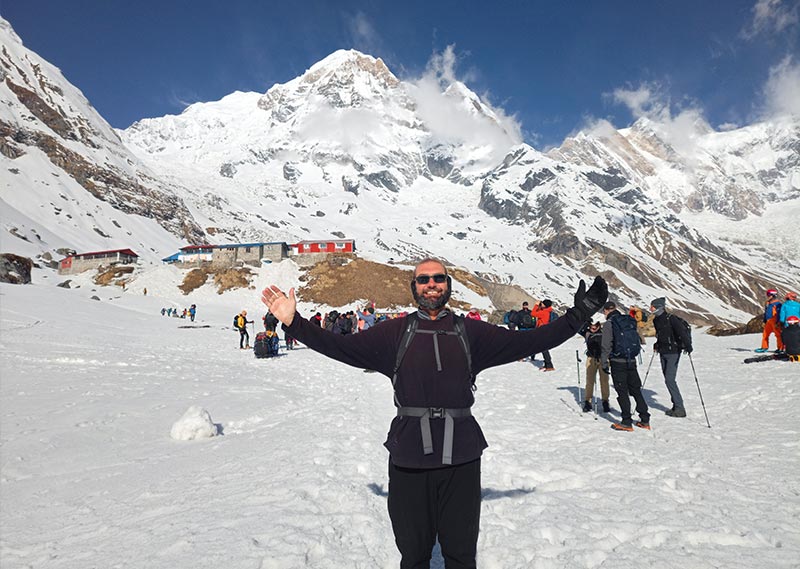 client enjoying at annapurna base camp trek