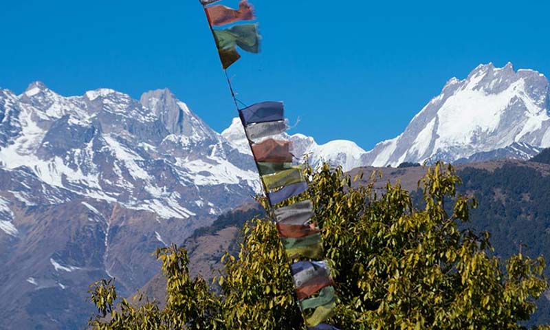 view of himalayas during langtang trek